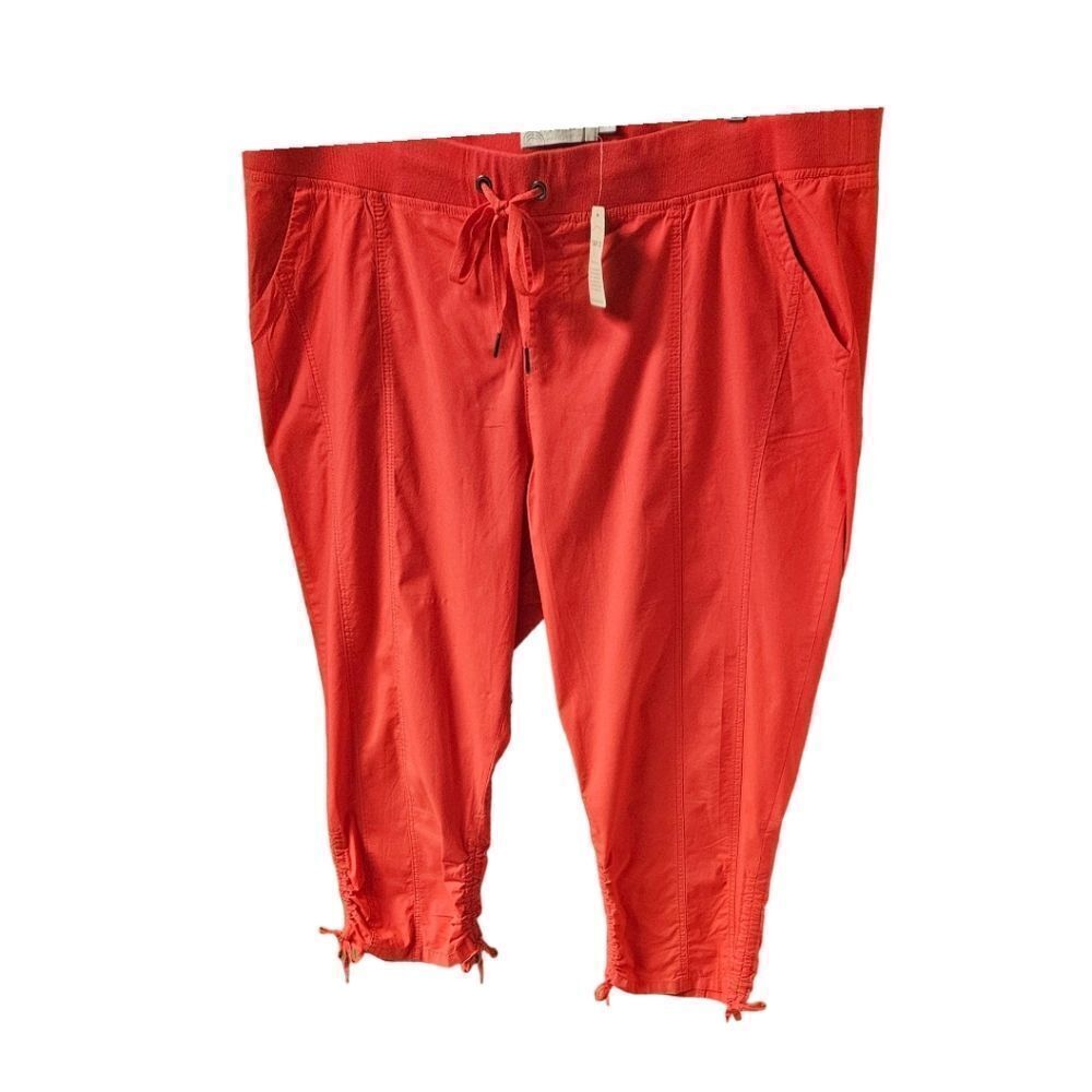 NEW TORRID BRIGHT CORALβCinch Stretch Poplin Cropped Cargo Pants - Picture 10 of 16